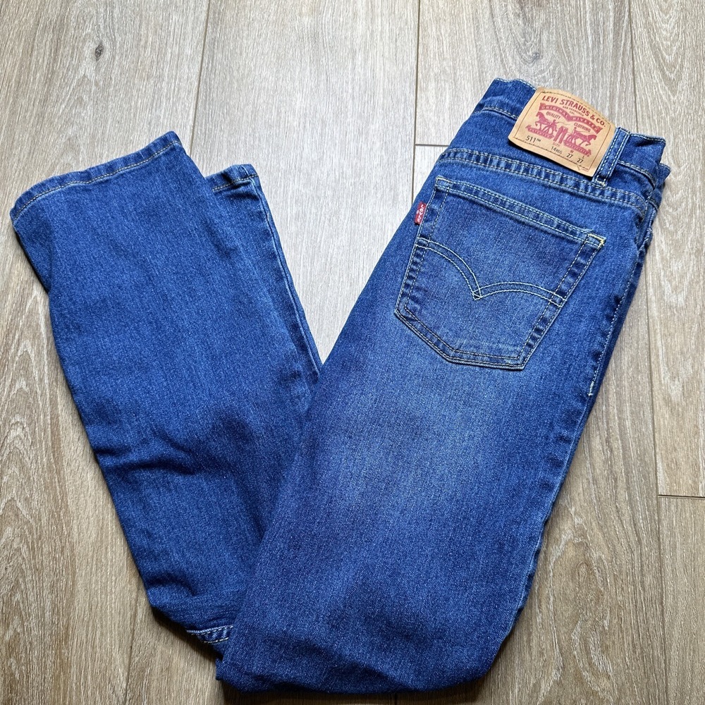 Levi's Boys 511 Slim Fit Stretch Blue Denim Jeans 14 R 27x27 Pants Preowned - Picture 2 of 7